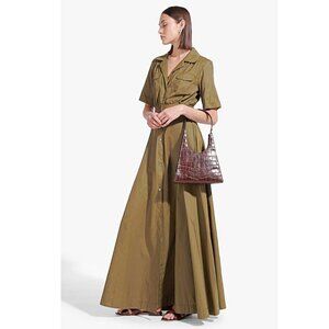 Staud Millie Belted 60"Long Maxi Shirt Dress in Caper Color sz 0 (XS) $325
